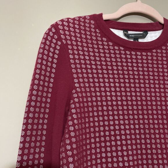 BCBGMaxAzria Valentin Red Polka Dot Scoop Neck Long Sleeve Sweater Size XXS - Picture 5 of 8